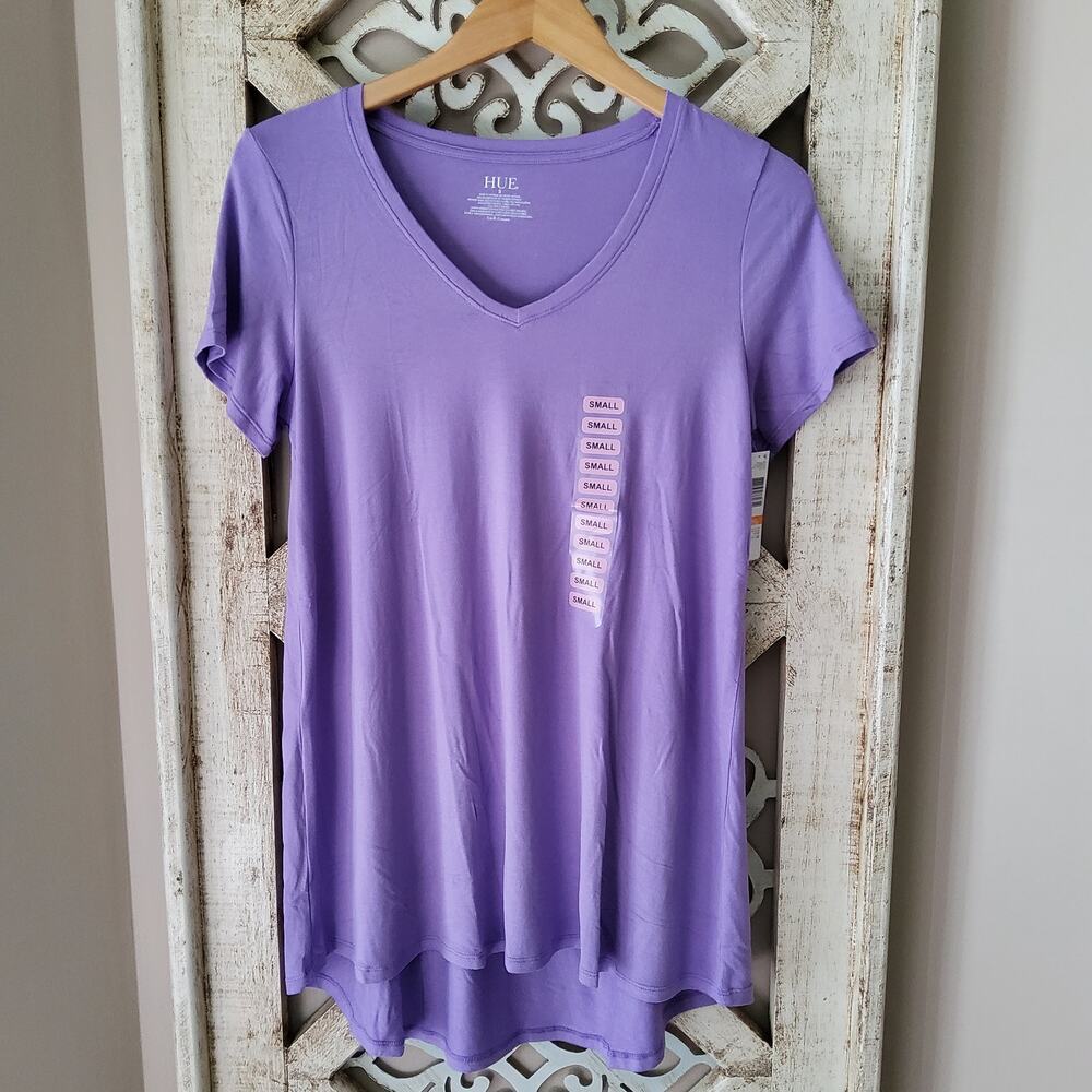 Hue Women's Sleepwear Short Sleeve V-Neck Tee T-Shirt Loungewear Athleisure